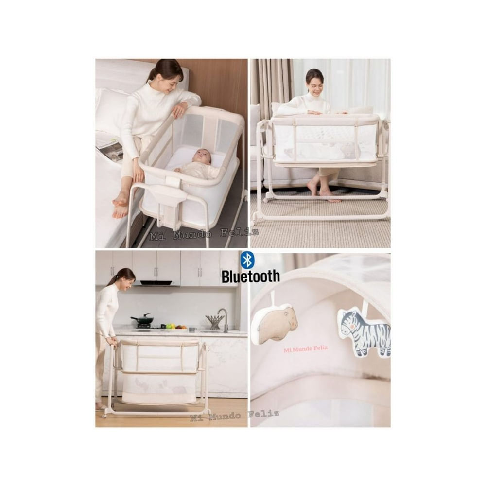 Cuna Colecho para Bebe Funcion Mecedor Electrico Beige Deluxe