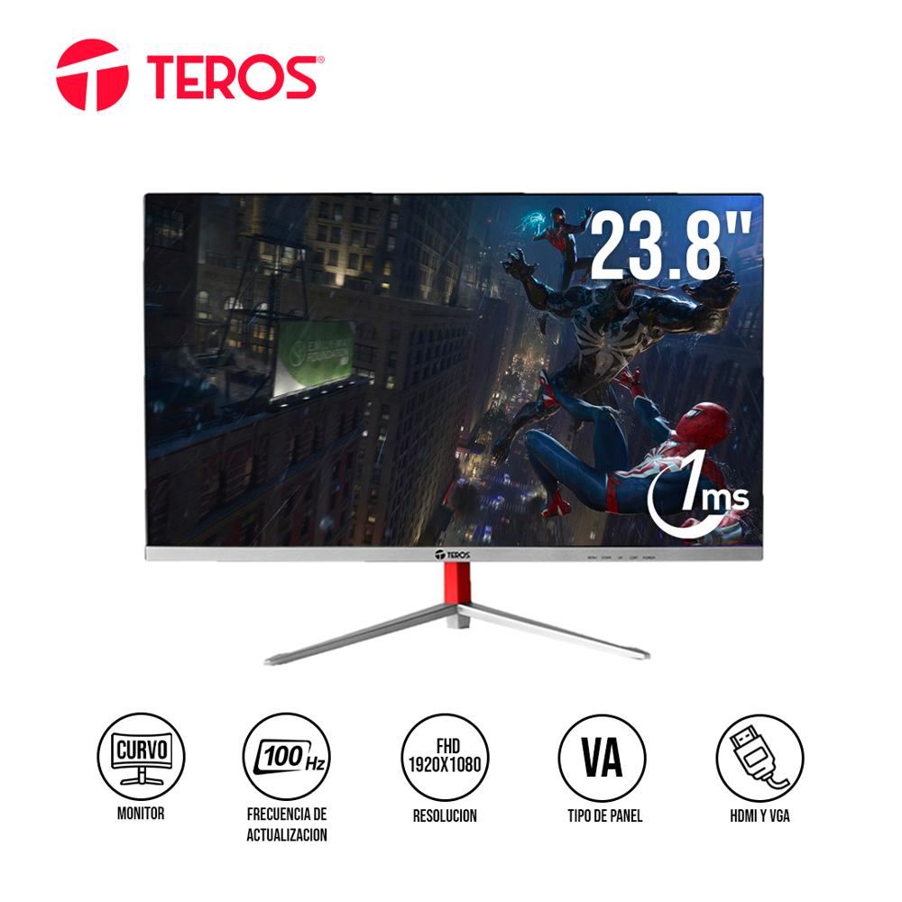 Monitor Curvo TEROS TE-2402S 23.8"" VA FHD 1920x1080 100Hz 1ms HDMI VGA Gaming Negro