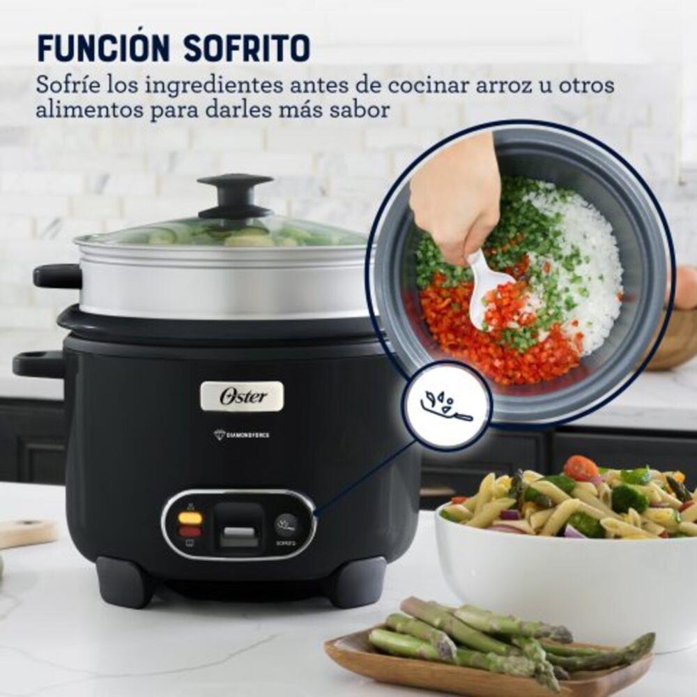 Olla Arrocera OSTER DiamondForce 3 en 1 15 Tazas 2.8L Sofrito Vaporera CKSTRC15DFBLK