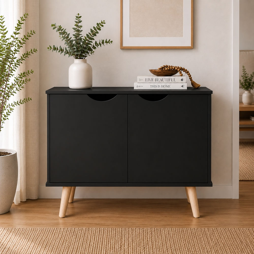 Cómoda Aparador Irina 2 Compartimientos Ventitas Home Negro