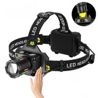 Linterna Frontal Recargable LED 10W con Sensor Zoom 3 Baterías 18650 y Power Bank