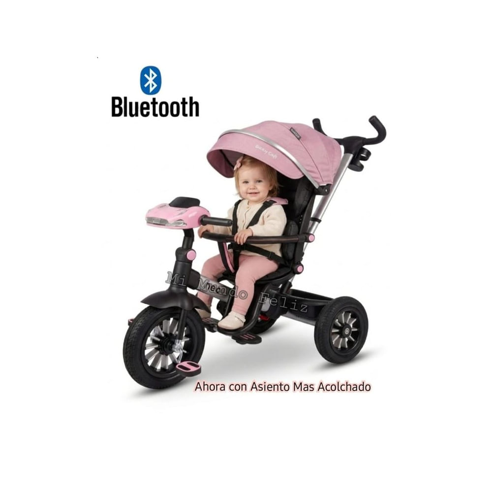 Triciclo para Niños Asiento Giratorio Bluetooth Rosa