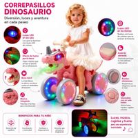 CORREPASILLO DINOSAURIO INFANTIL BOTA HUMO CON BLUETOOTH LUCES LED MÚSICAL Y RUEDAS EVA