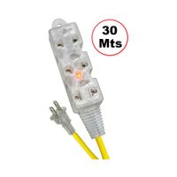 Extensión Universal Siliconada 30 Metros 3 Tomas OP-FL1230 OPALUX