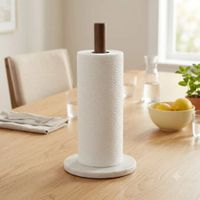 Porta Papel Toalla de Madera Acacia con Base de Cuarzo  Soporte Elegante para Cocina