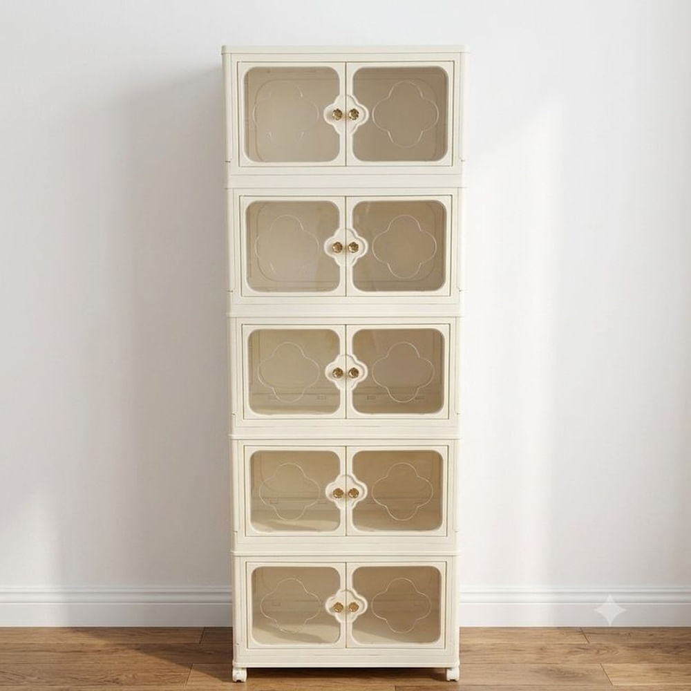 Estante Organizador Multiuso con Puertas Transparentes de 5 Niveles