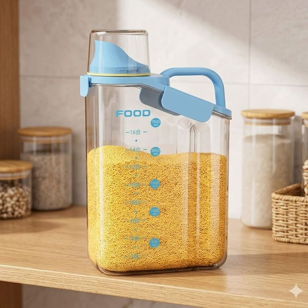 Contenedor Dispensador 2.5L para Arroz, Menestras, Cereales y Bebidas