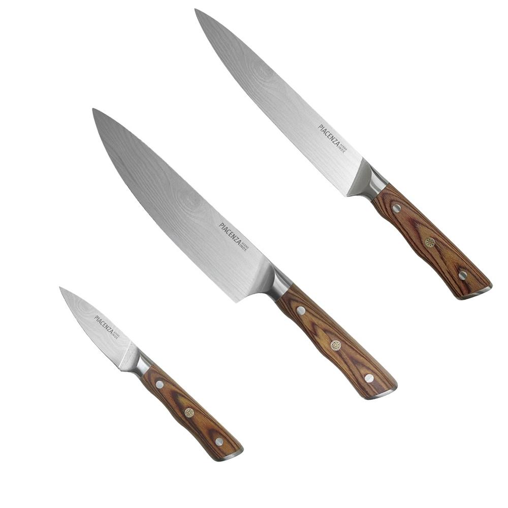 PISU CUCHILLOS - Pack Cuchillo del Chef + Cuchillo Multiusos + Cuchillo Fileteador