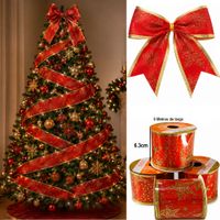 3 Cintas Decorativas 9mts Navidena Cinta para Lazos Rlojo