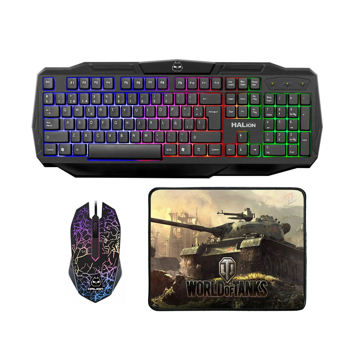 KIT GAMER HALION, TECLADO + MOUSE + PAD