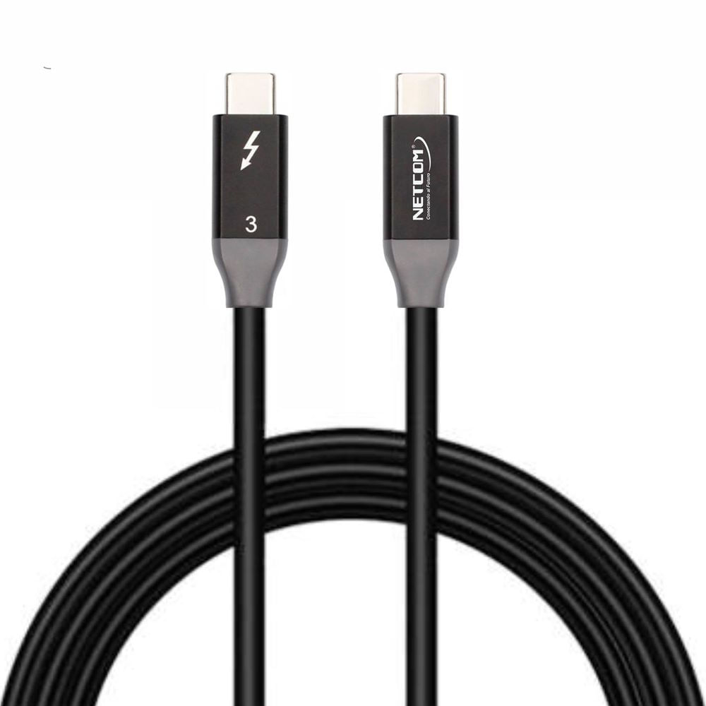 Cable USB-C Thunderbolt 3 NETCOM 60Hz 40Gbps 8K PD 100W 1 M