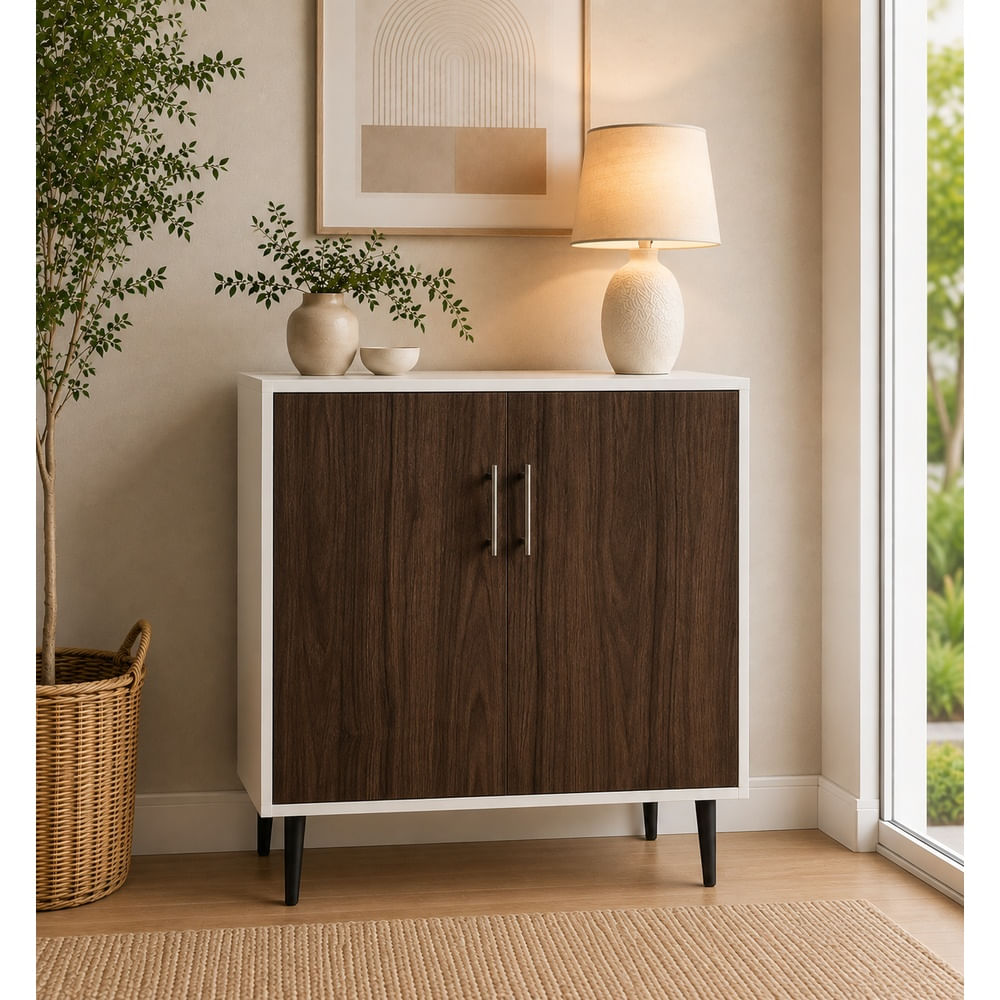 Cómoda Consola Minimalista Yely Ventitas Home Blanco y fumé