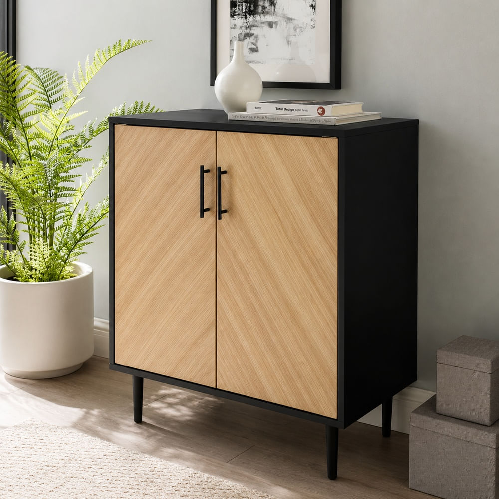 Cómoda Consola Minimalista Yely Ventitas Home Negro y Panela