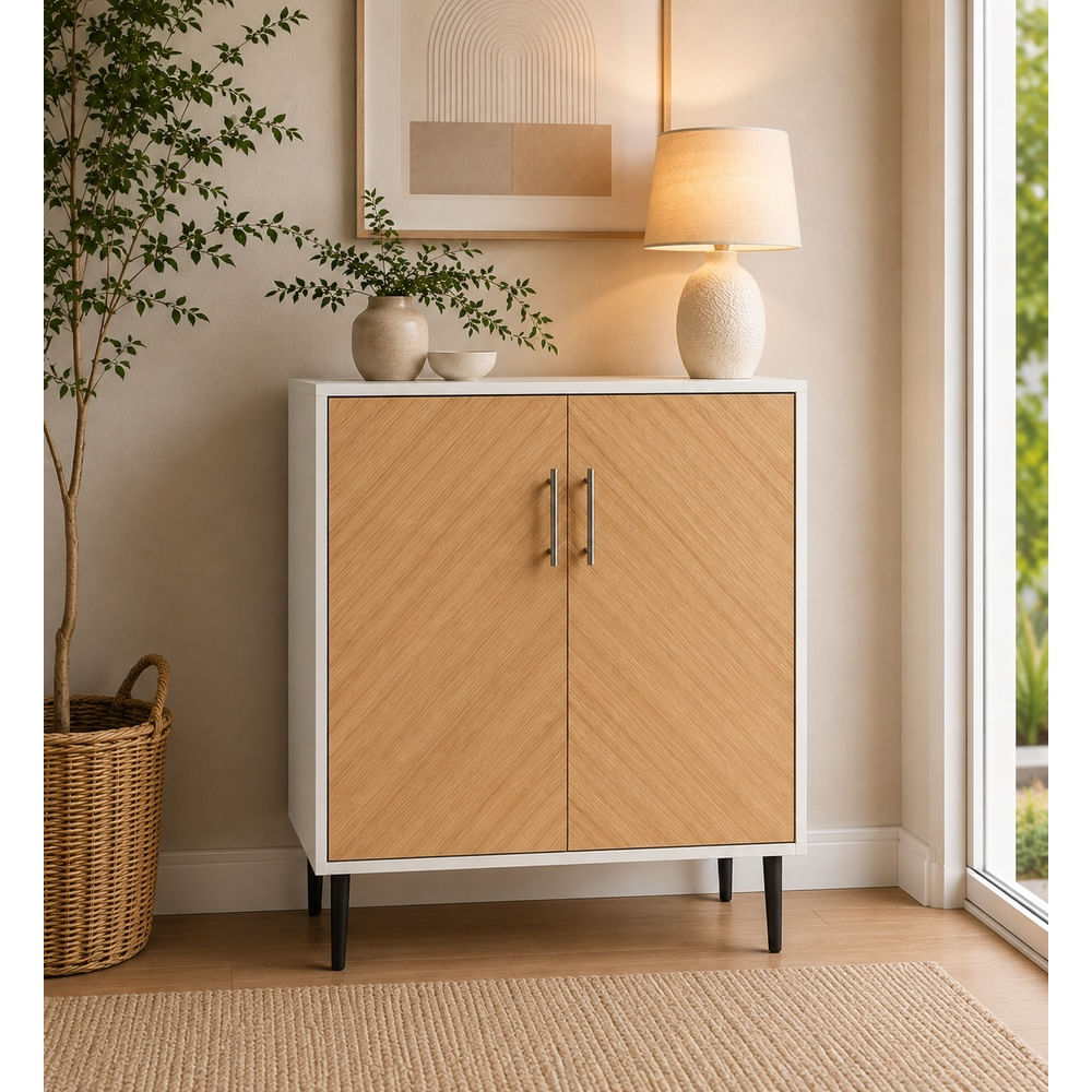 Cómoda Consola Minimalista Yely Ventitas Home Blanco y Panela