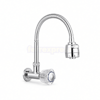 Grifo cromado flexible agua fría perilla acrílico doble función aireador