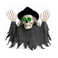 HALLOWEEN - Adorno Calavera Halloween con Ojos LED Verdes Decorativa