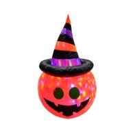 HALLOWEEN - Inflable Calabaza con Sombrero de Bruja y luz LED Halloween