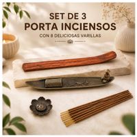 SET DE 3 QUEMADOR PORTA INCIENSOS CON 8 VARILLAS