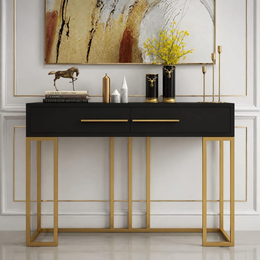 Consola Recibidor Agatha Negro Dorado Coricha Home