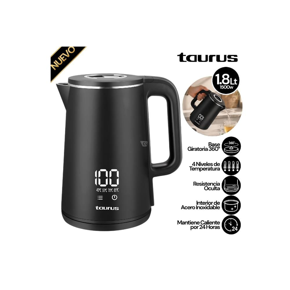 Hervidor Electrico 1.8 lts Taurus Mod. Digital Black