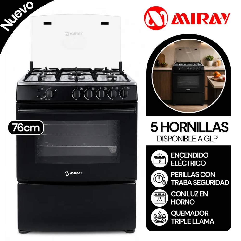 Cocina a Gas Miray GIRASOL PLUS GLP 5 Hornillas Disponible a GLP