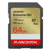 Memoria SD SanDisk Extreme GO 64GB V30 U3 UHSI R170MBs 4K