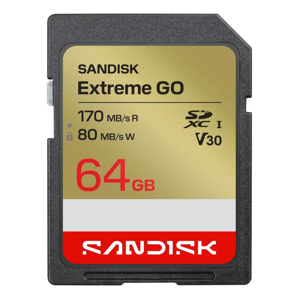 Memoria SD SanDisk Extreme GO 64GB V30 U3 UHSI R170MBs 4K