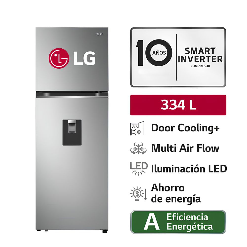 Refrigeradora LG 334L Door Cooling Top Mount GT33WPP - Plateada