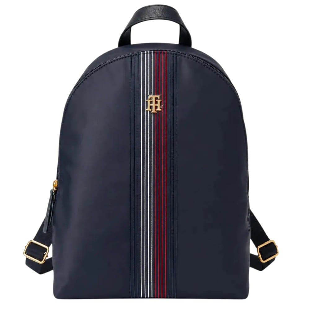 MOCHILA TOMMY HILFIGER NEGRO CON RAYAS DE COLORES EN MEDIO