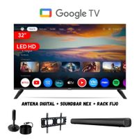Televisor Smart 32'' HD GoogleTV MS32-E2000GBT Negro - Ant - Rack Fijo - Soundbar Nex