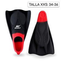 Aletas Cortas XXS de Buceo Rojas y Negras Unisex