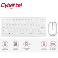 KIT TECLADO Y MOUSE BLANCO WIFI CYBERTEL INALÁMBRICO HACKER-CYB WT803W