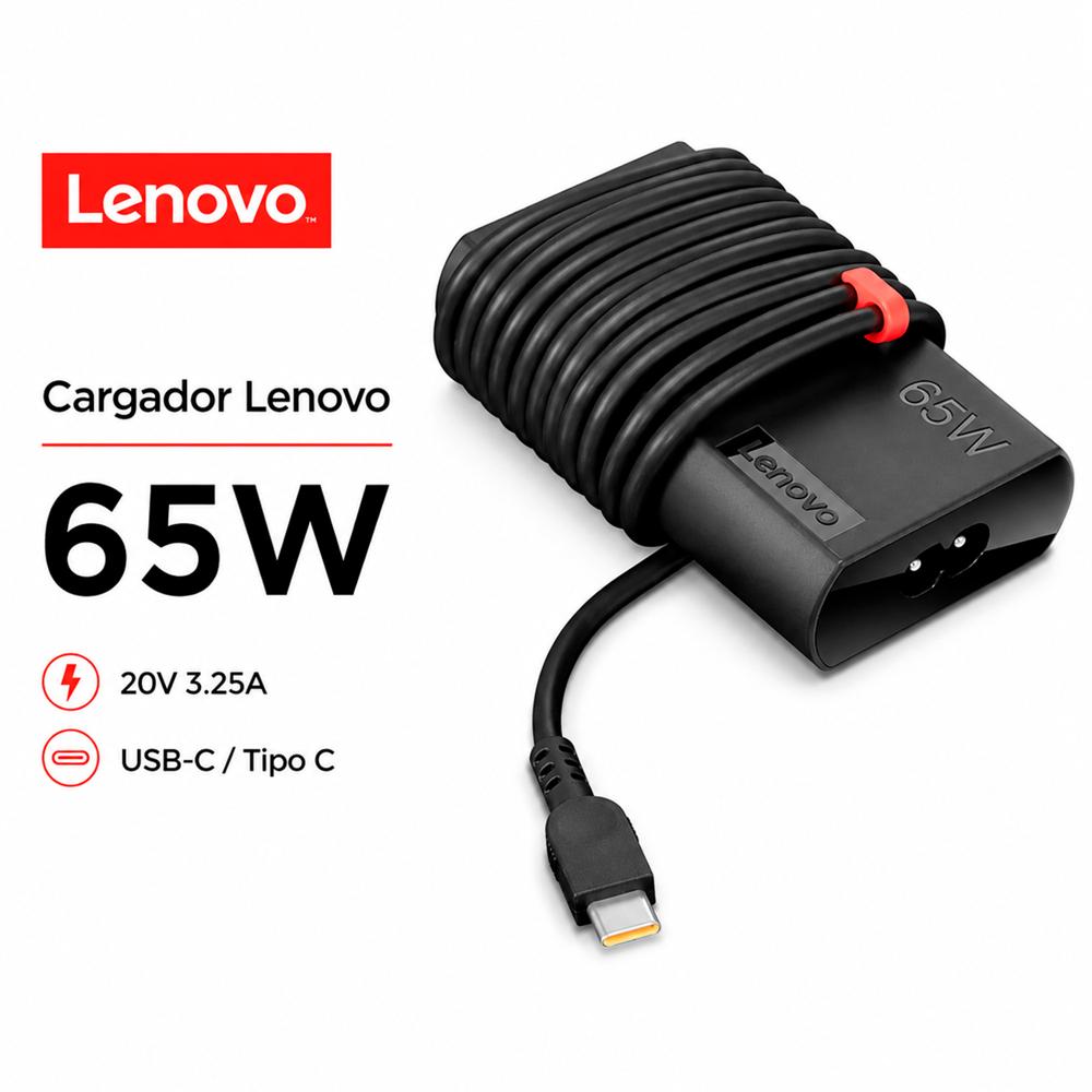 Cargador lenovo 65w 3.25a 20v TIPO C LAPTOPS SLIM