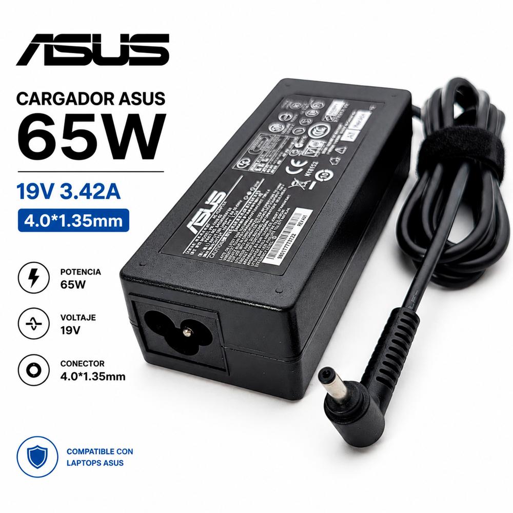 Cargador ASUS 65W 19V 3.42A Punta 4.0 x 1.35mm para Laptop
