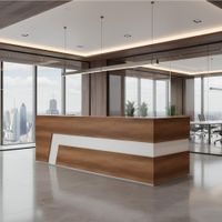 Counter de recepción Kida Marrón claro y Blanco 210x110x50 - Masiva Home