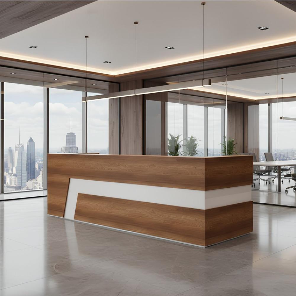 Counter de recepción Kida Marrón claro y Blanco 210x110x50 - Masiva Home