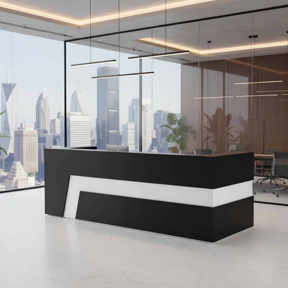 Counter de recepción Kida Negro y Blanco 210x110x50 - Masiva Home
