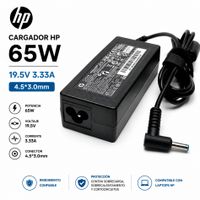 Cargador HP 19.5v 3.33a 65w Punta celeste 4.5x3.0mm
