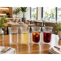 set de 6 Vasos Turcos Doble Fondo Vidrio Borosilicato 280 ML