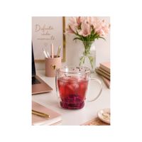 Taza con Estrellas rosa Doble Capa Vidrio Borosilicato 350 ml