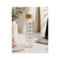 Tomatodo Motivacional de Vidrio Borosilicato 1L con Tapa de Bambú
