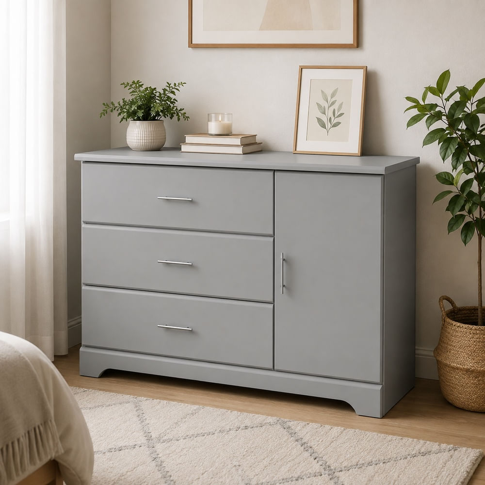 Cómoda Moderna Milenna 4 Compartimientos Ventitas Home Gris