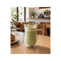 2 Taza Capuchino Doble Fondo con asa de Vidrio Borosilicato 200ML