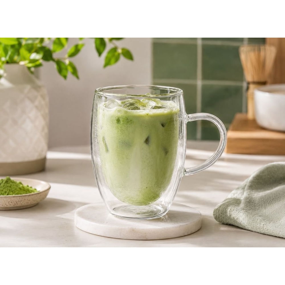 2 Tazas Premium de Vidrio Borosilicato 350 ml Doble Fondo para Bebidas Calientes y Frías