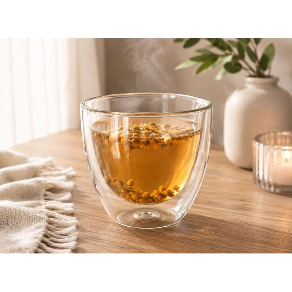 4 Vasos Doble Fondo 450 ml de Vidrio Borosilicato para Bebidas Calientes y Frías