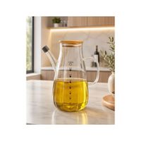 Lechera 1L de Vidrio Borosilicato con Tapa de Bambú
