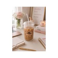 Set Vaso con Tapa y Sorbete de Vidrio Borosilicato 500 ml – Good Afternoon