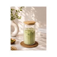 Vaso con Sorbete y Tapa de Bambú 530 ml – Vidrio Borosilicato