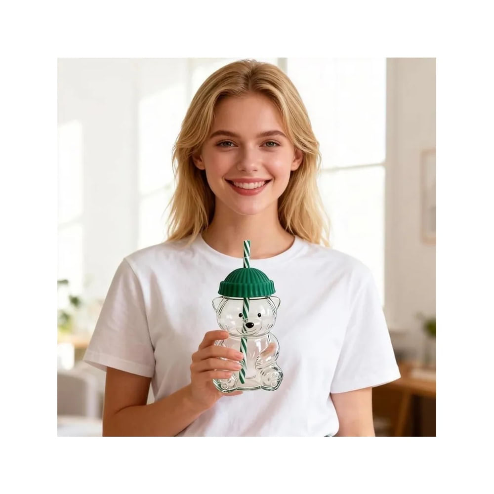 Tomatodo Oso Verde de Vidrio Borosilicato con Sorbete – 650 ml