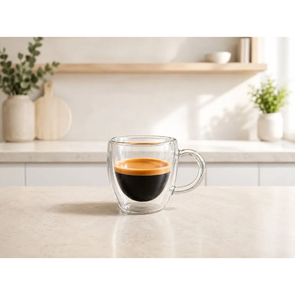Sets 6 Tazas Espressos Doble Pared de Vidrio Borosilicato 100 ml